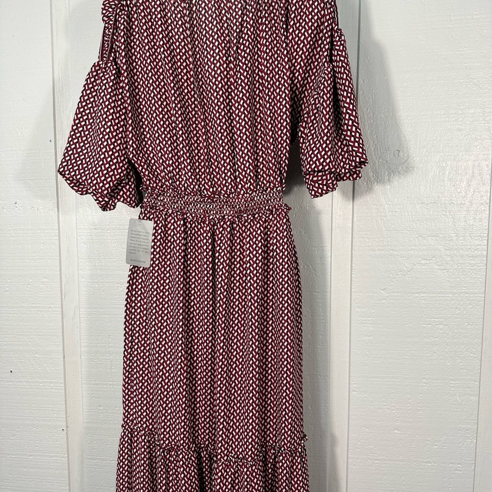 Max Studio Cream/Red Geo Print  Maxi Dress Size Small NWT - Picture 8 of 13